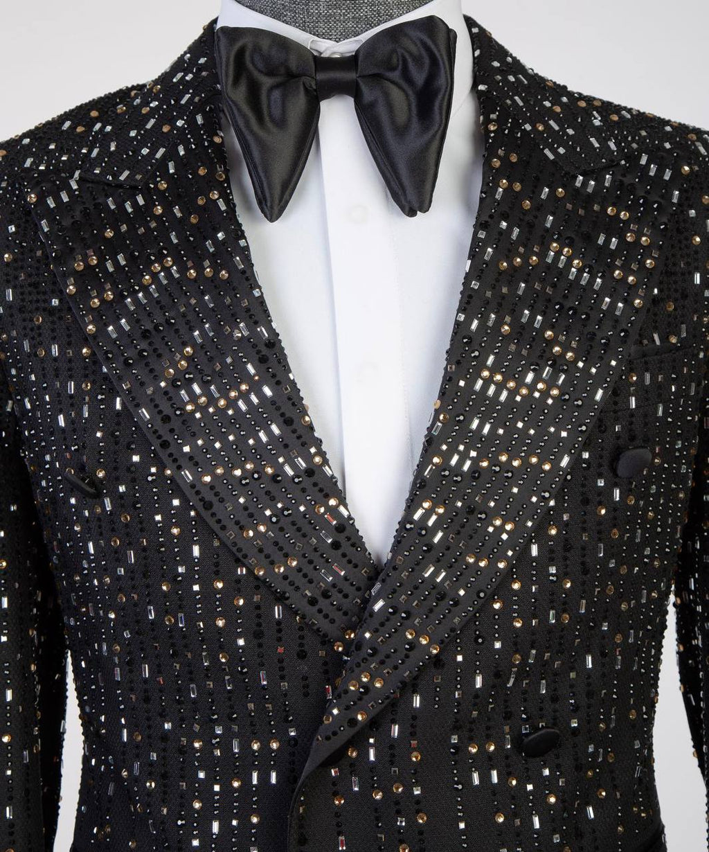 Black Beaded Shawl-Lapel Tuxedo