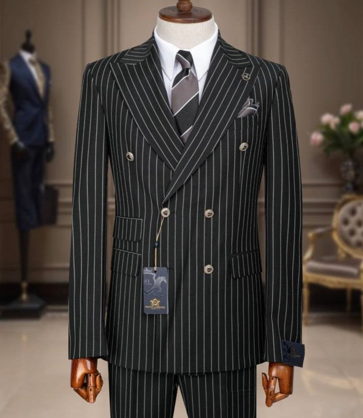 Classic Black Pinstripe Suit