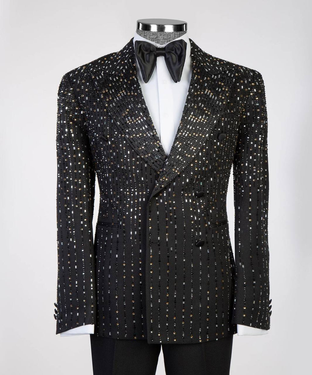 Black Beaded Shawl-Lapel Tuxedo