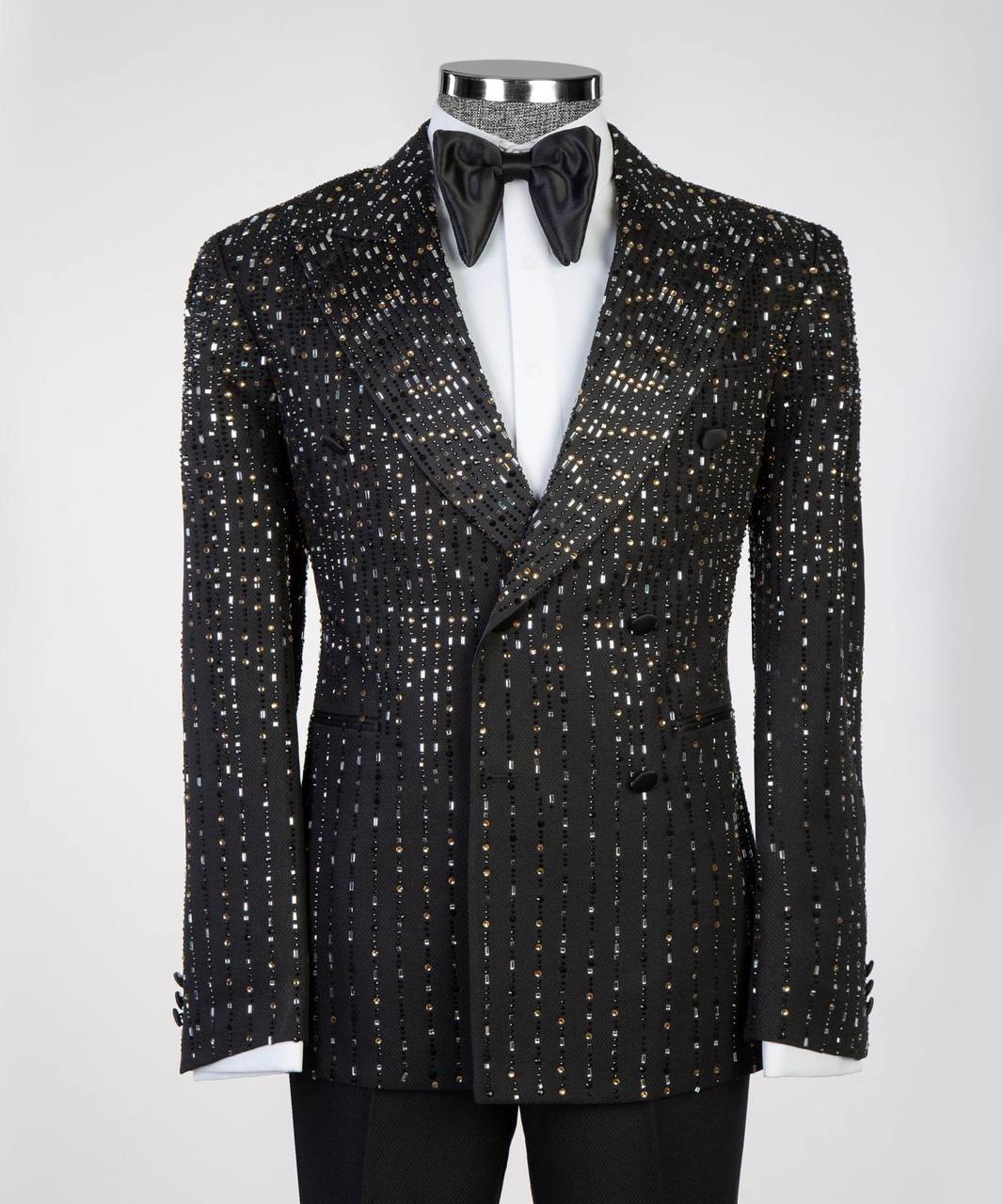 Black Beaded Shawl-Lapel Tuxedo