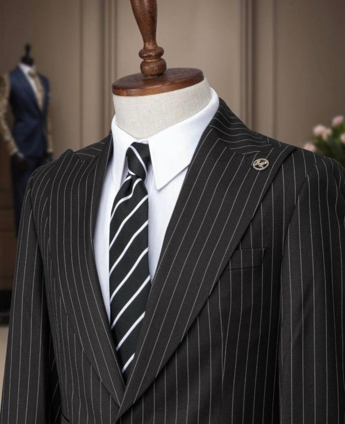 Classic Black Pinstripe Suit